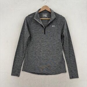 Under Armour Pullover Womens Small Gray HeatGear 1/4 Zip Long Sleeve Running Gym